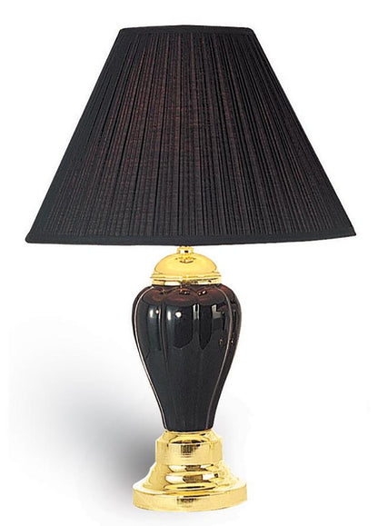 27" Ivory and Gold Ceramic Urn Table Lamp With Off White Empire Shade