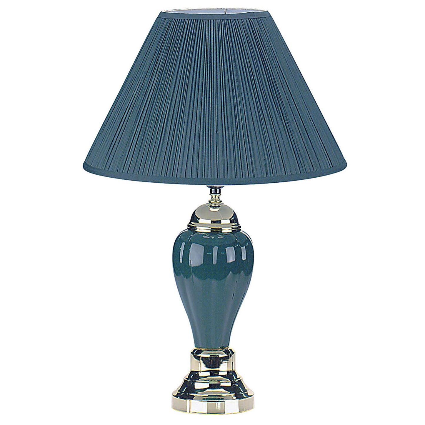 27" Teal Blue and Gold Ceramic Urn Table Lamp With Teal Blue Empire Shade