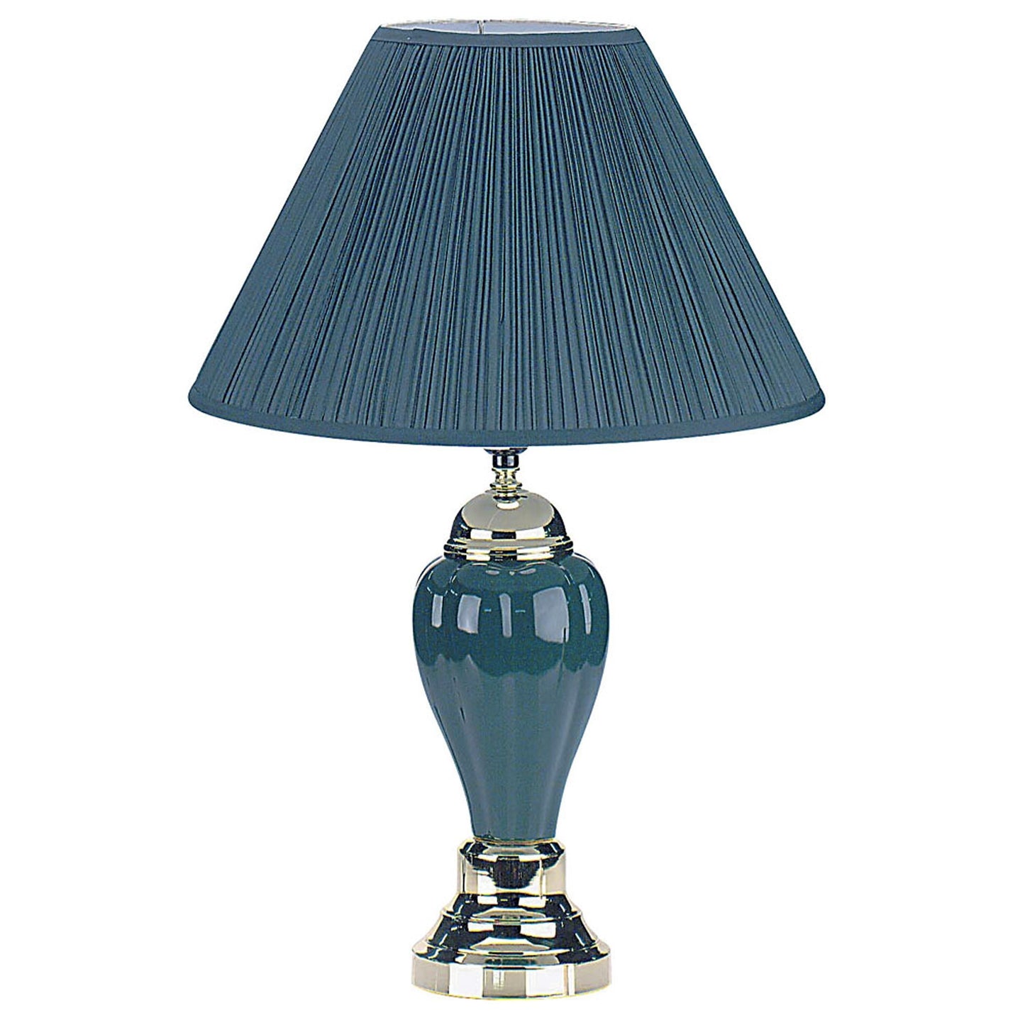 27" Teal Blue and Gold Ceramic Urn Table Lamp With Teal Blue Empire Shade