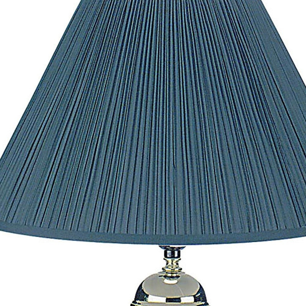 27" Teal Blue and Gold Ceramic Urn Table Lamp With Teal Blue Empire Shade