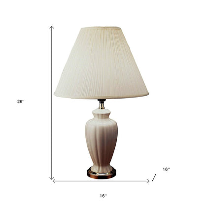 26" Gold Urn Bedside Lamp With Empire Shade