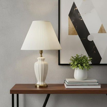 26" Gold Urn Bedside Lamp With Empire Shade