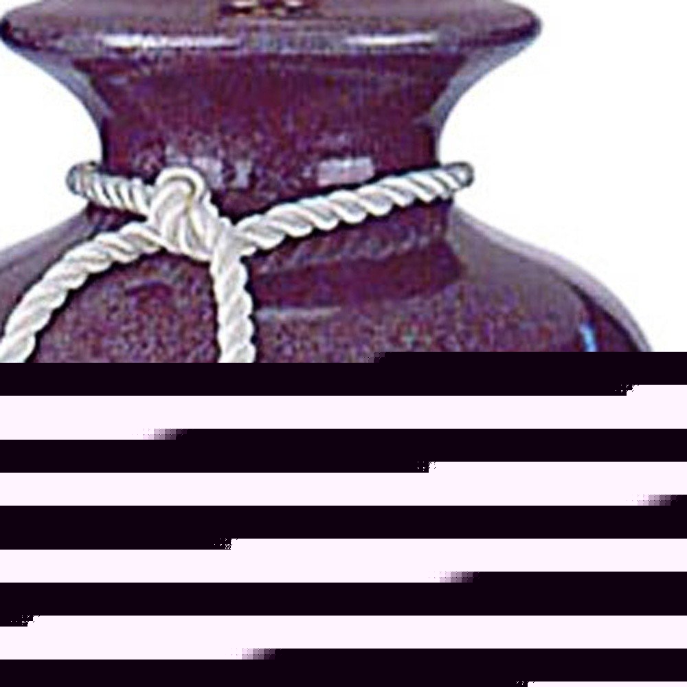 35" Red Burgundy Glaze Ceramic Urn Table Lamp With White Classic Empire Shade