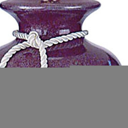 35" Red Burgundy Glaze Ceramic Urn Table Lamp With White Classic Empire Shade