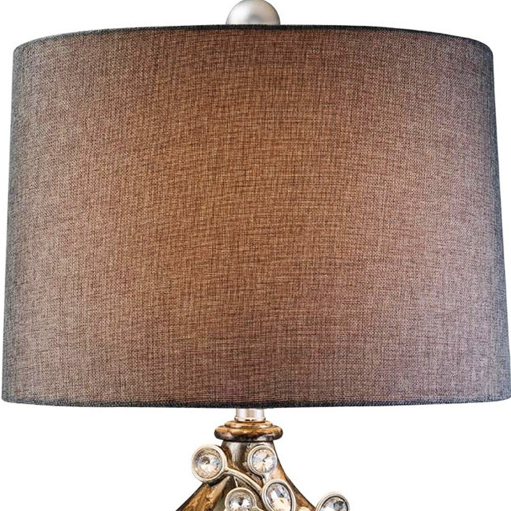 Brown and Gold Faux Crystal Glam Accent Table Lamp