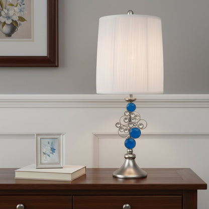 21" Silver Bedside With White Shade