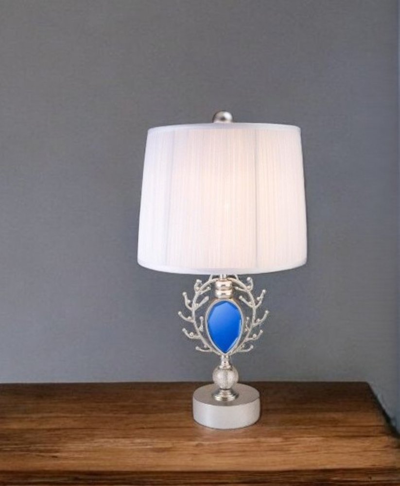 Dazzling Faux Turquoise Pendent Silver Table Lamp
