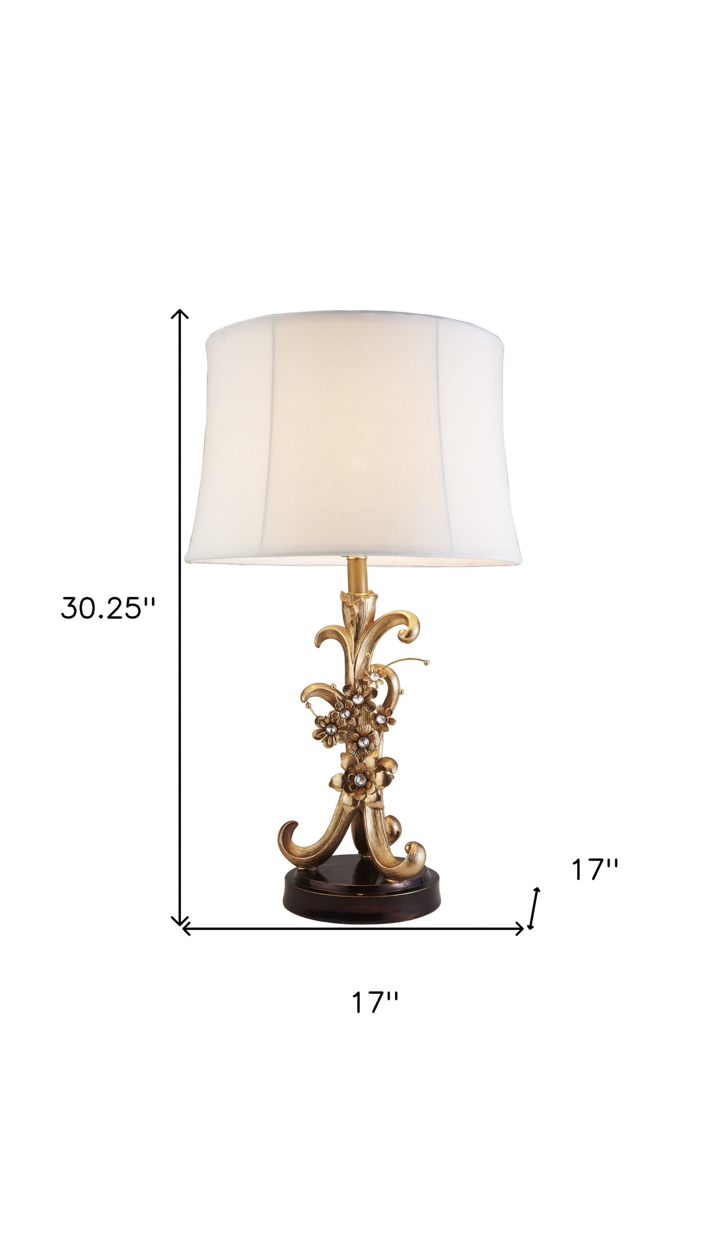 Golden Scroll and Faux Crystal Bling Table Lamp