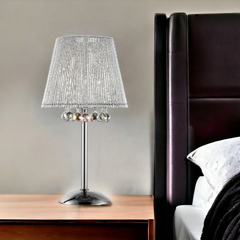 Dreamy Silver Table Lamp with Crystal Accents