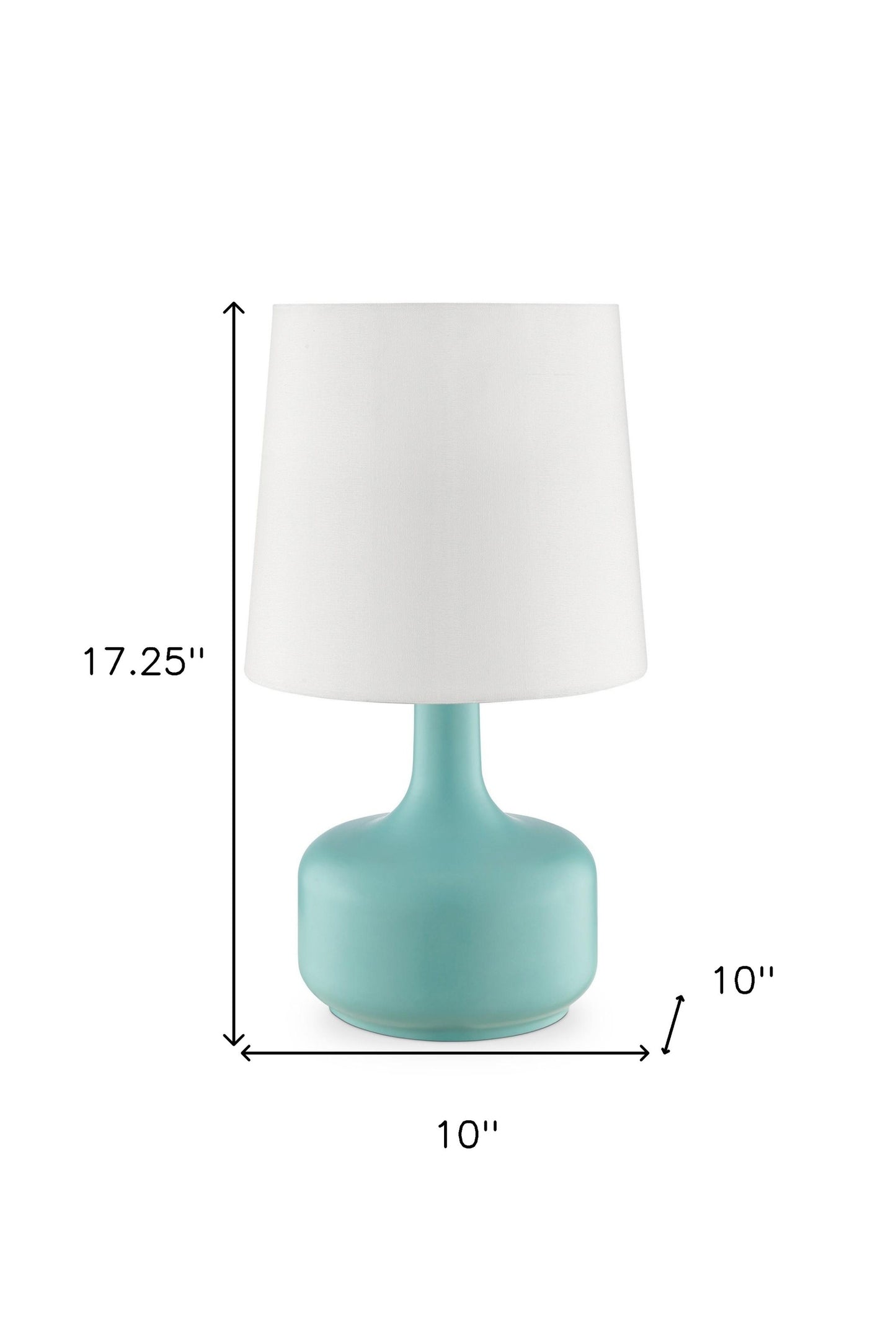 17" Blue Metal Bedside Table Lamp With White Shade