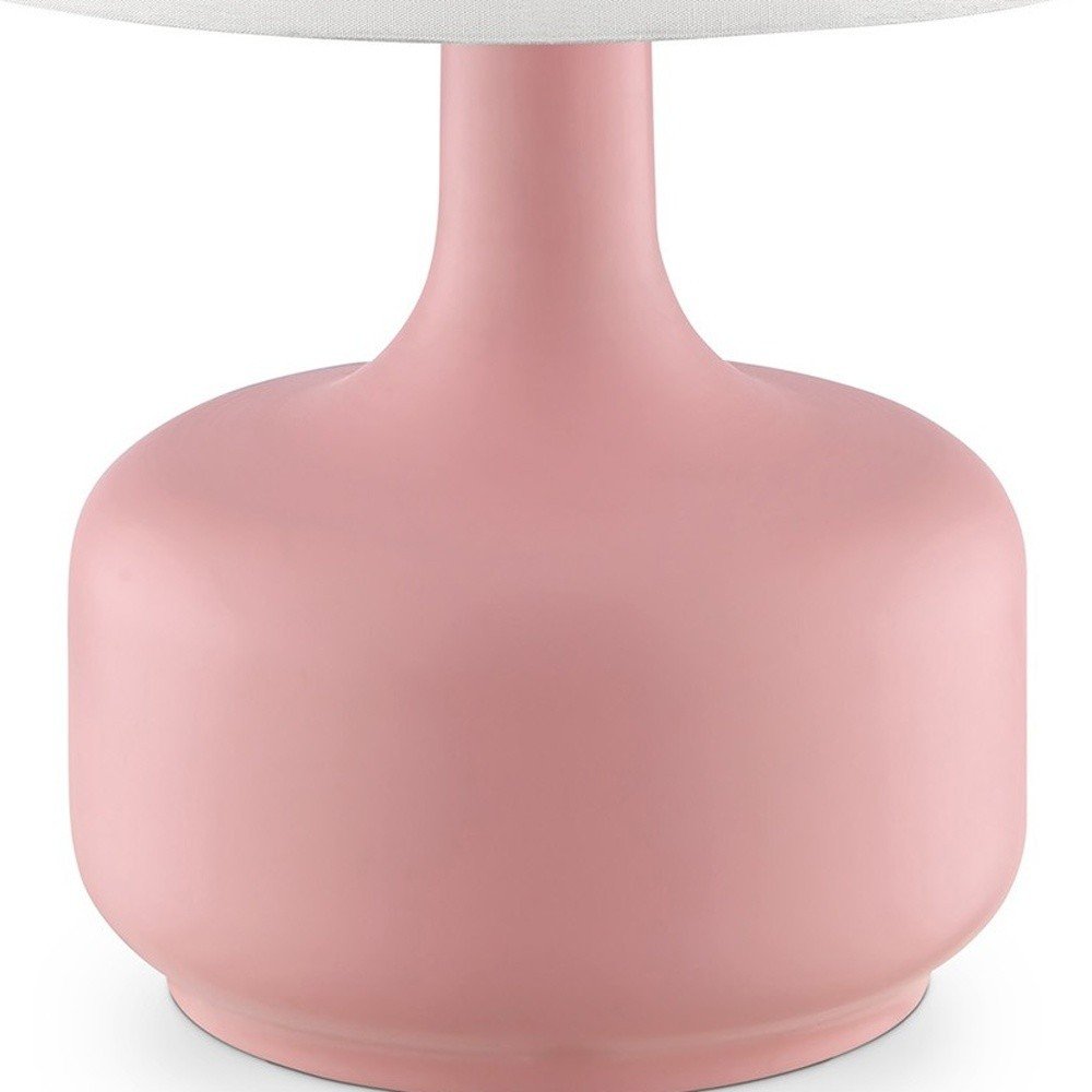 17" White Metal Bedside Table Lamp With Off-White Shade
