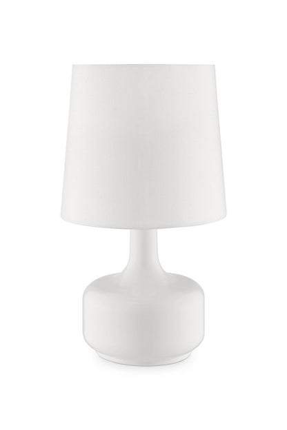 17" Blue Metal Bedside Table Lamp With White Shade