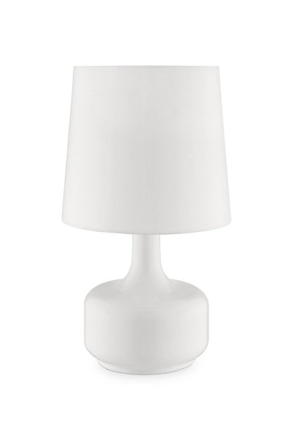 17" Blue Metal Bedside Table Lamp With White Shade