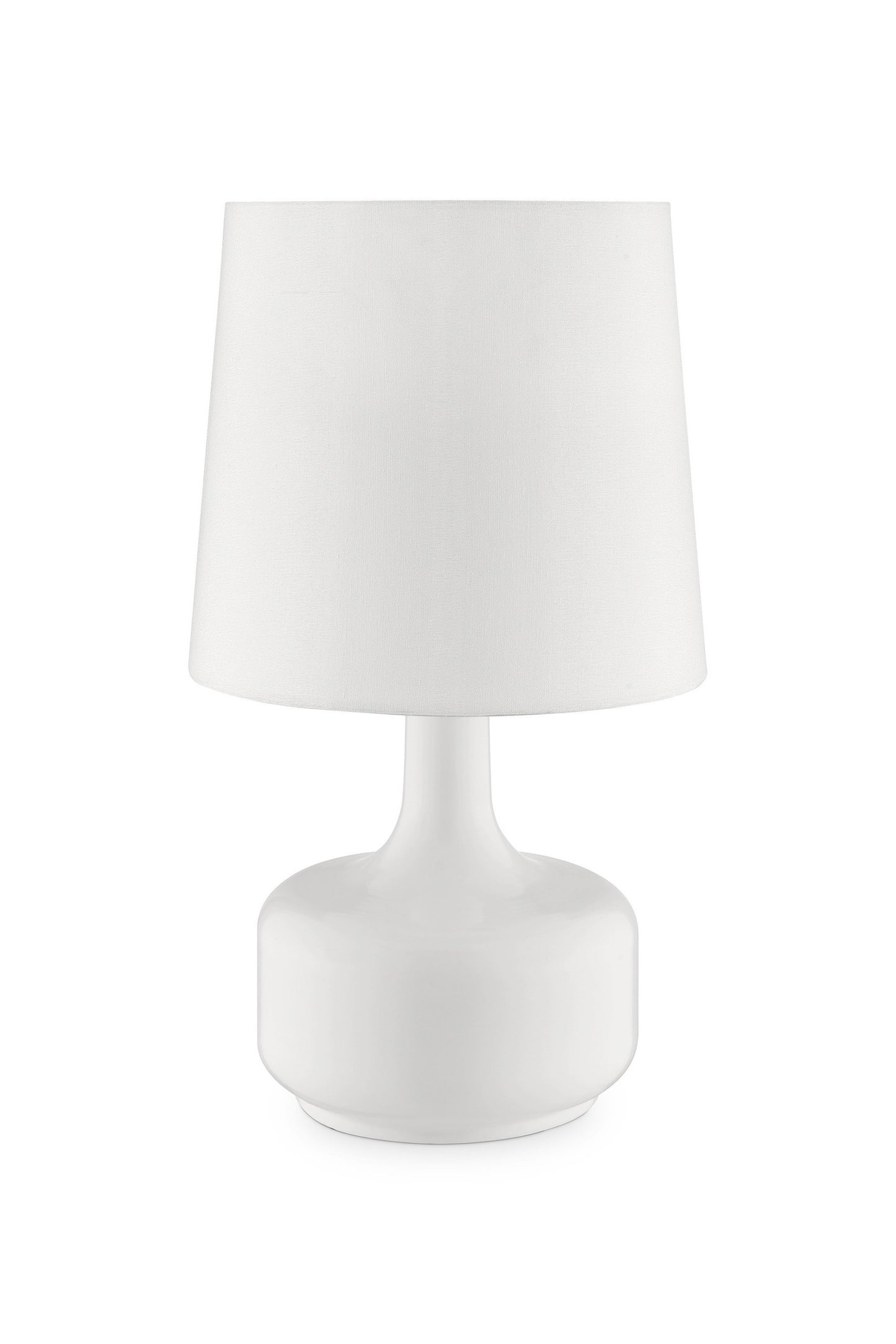 17" Blue Metal Bedside Table Lamp With White Shade