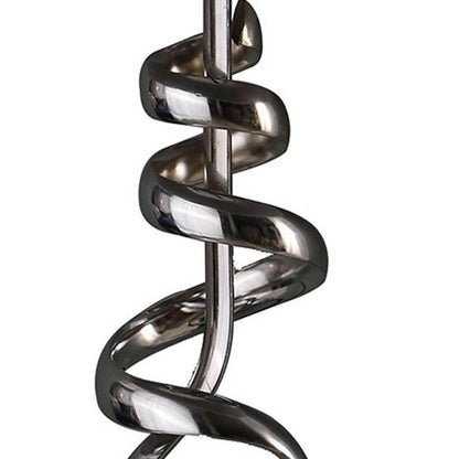 22" nickel bedside table lamp with an off-white drum shade