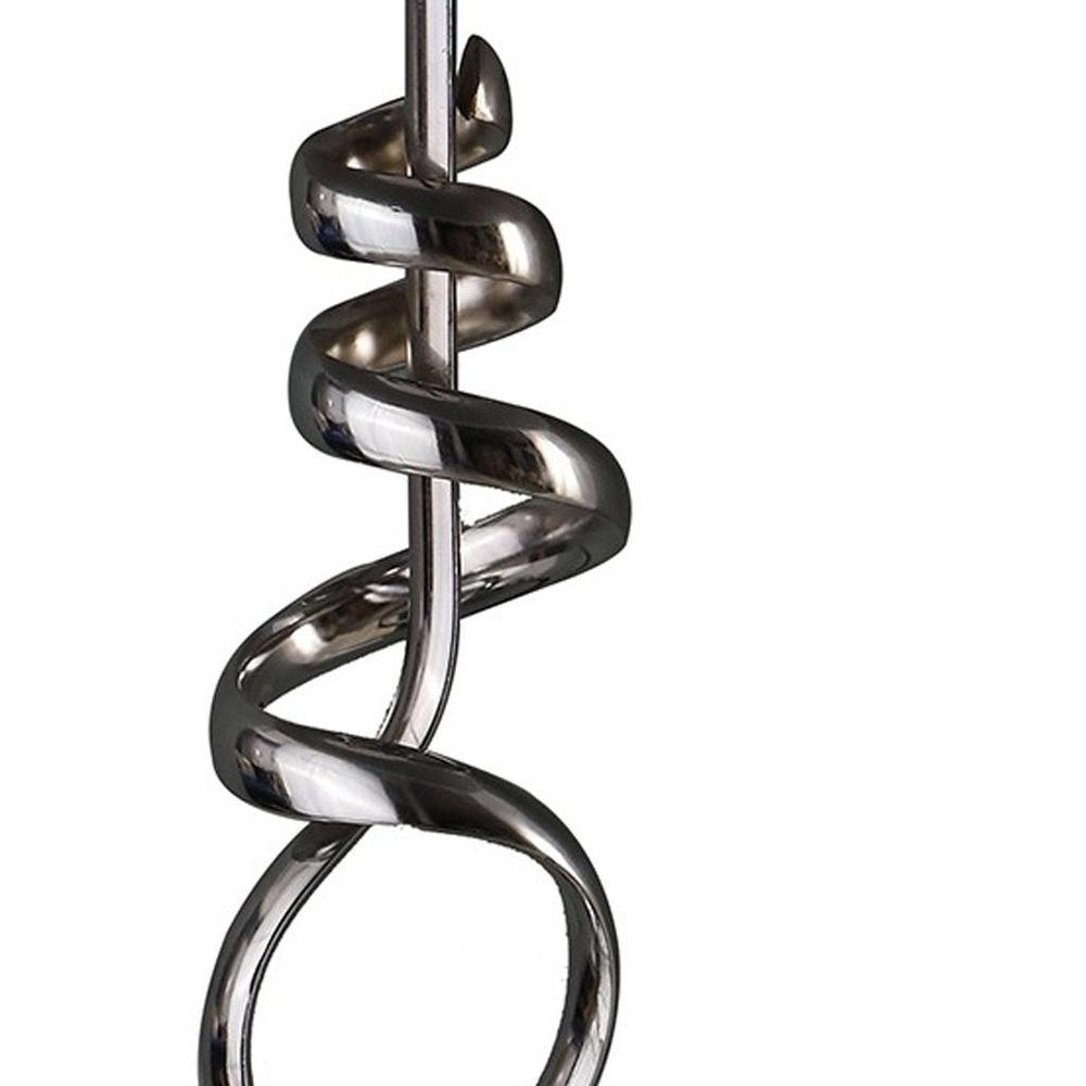 22" nickel bedside table lamp with off-white drum shade