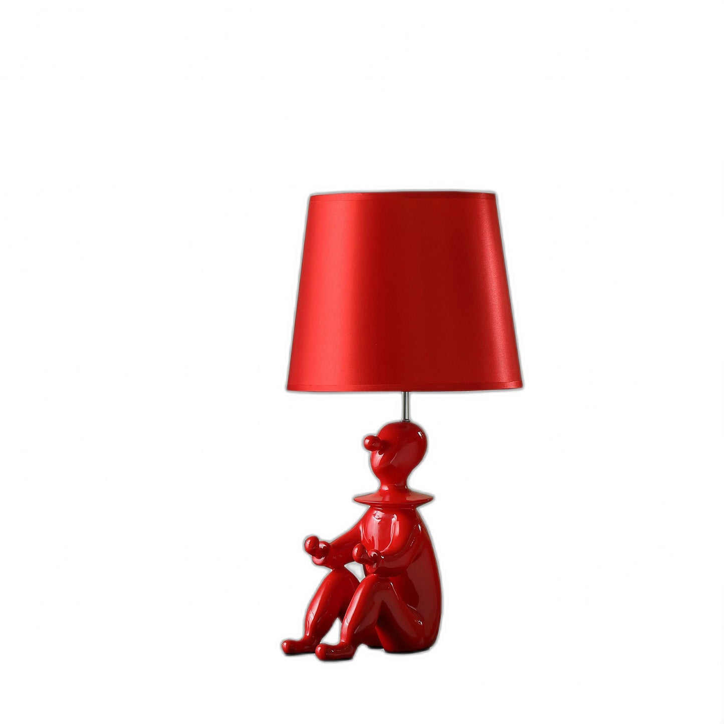 21" Red Bedside Table Lamp With Red Empire Shade