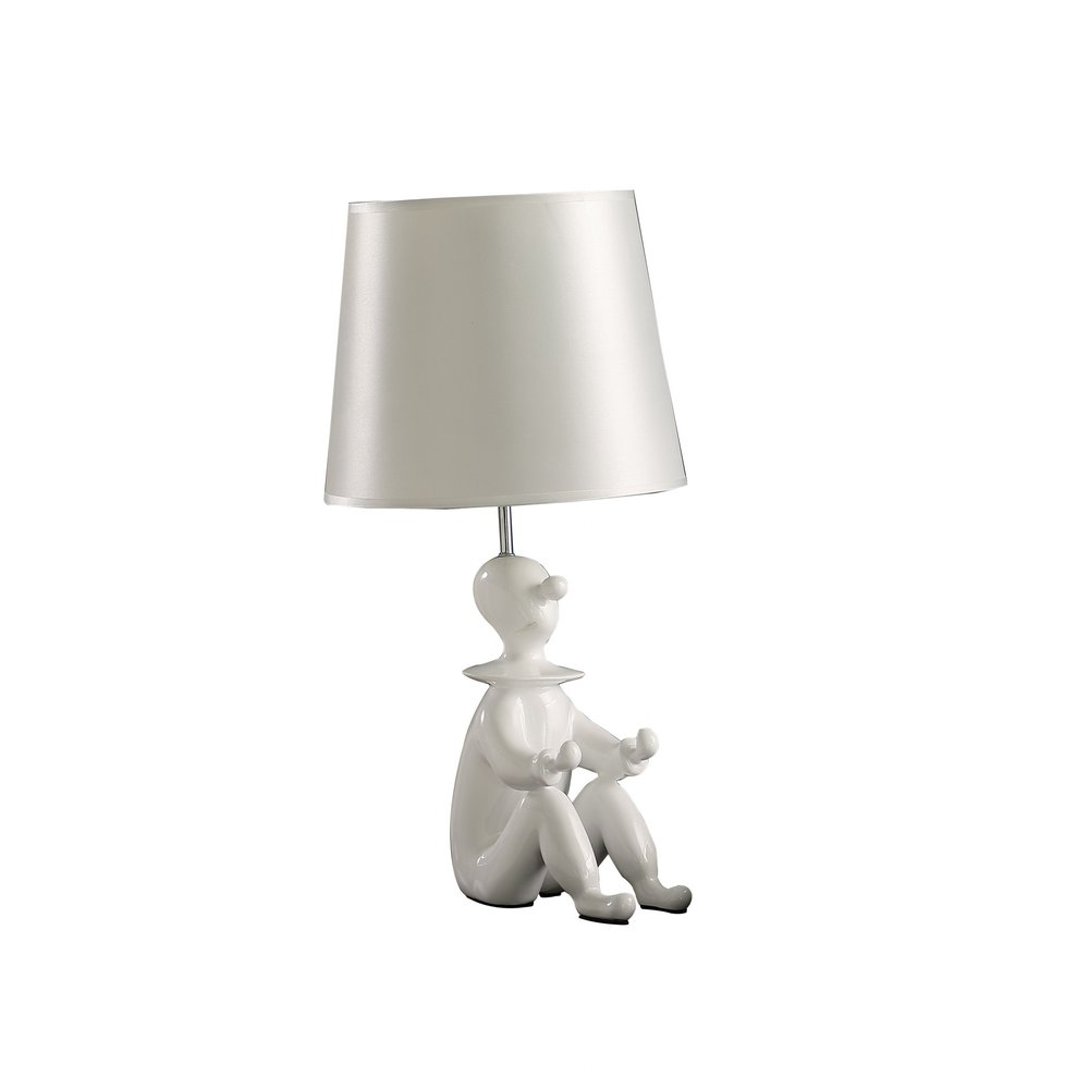 21" White Novelty Clown Table Lamp With White Empire Shade