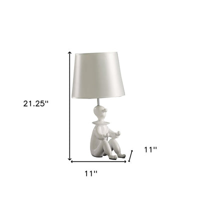 21" White Novelty Clown Table Lamp With White Empire Shade