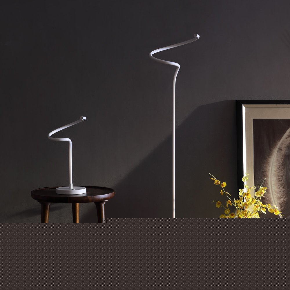 18" White Curvy Spiral LED Table Lamp