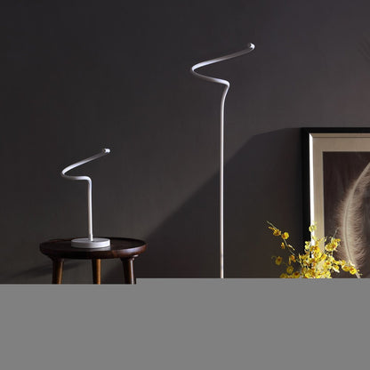 18" White Curvy Spiral LED Table Lamp