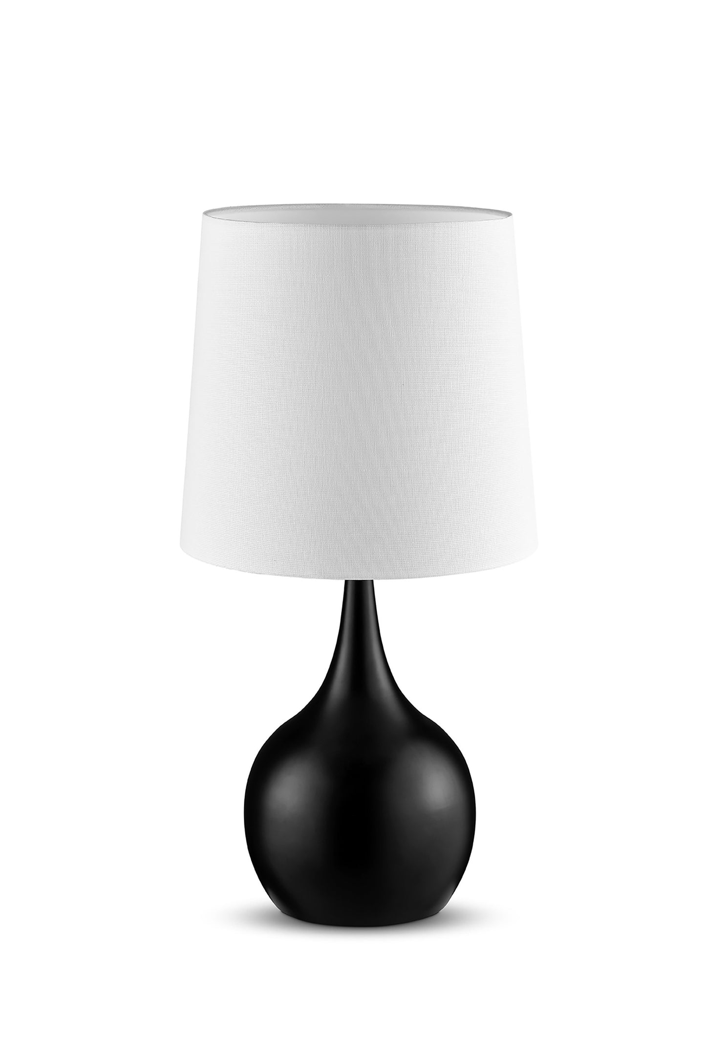 24" Black Metal Bedside Table Lamp With White Shade