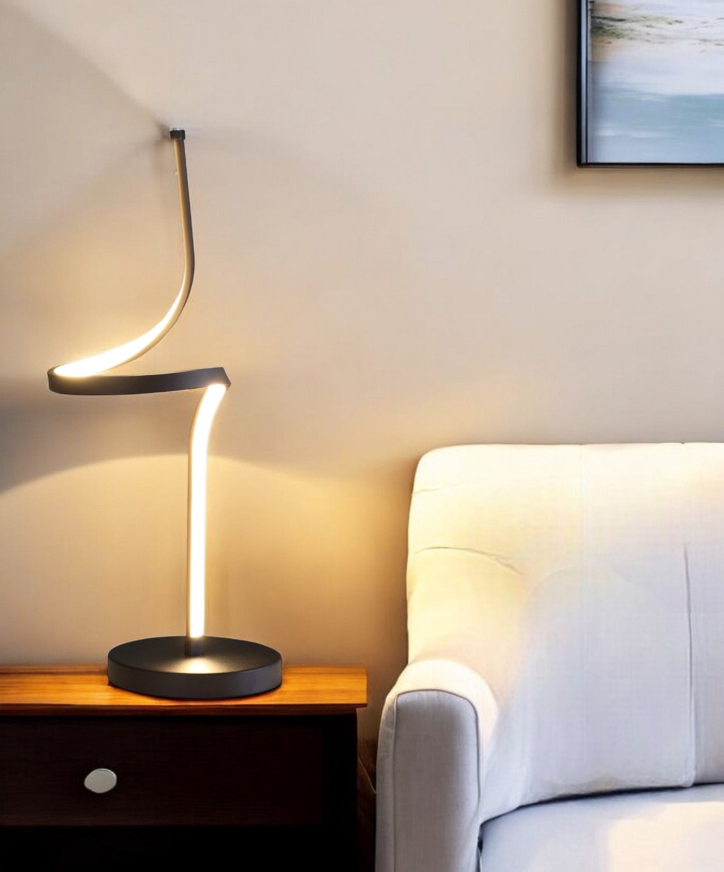 22" Black Bedside Led Table Lamp