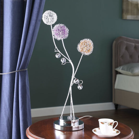 28" Clear Three Light Bedside Led Table Lamp