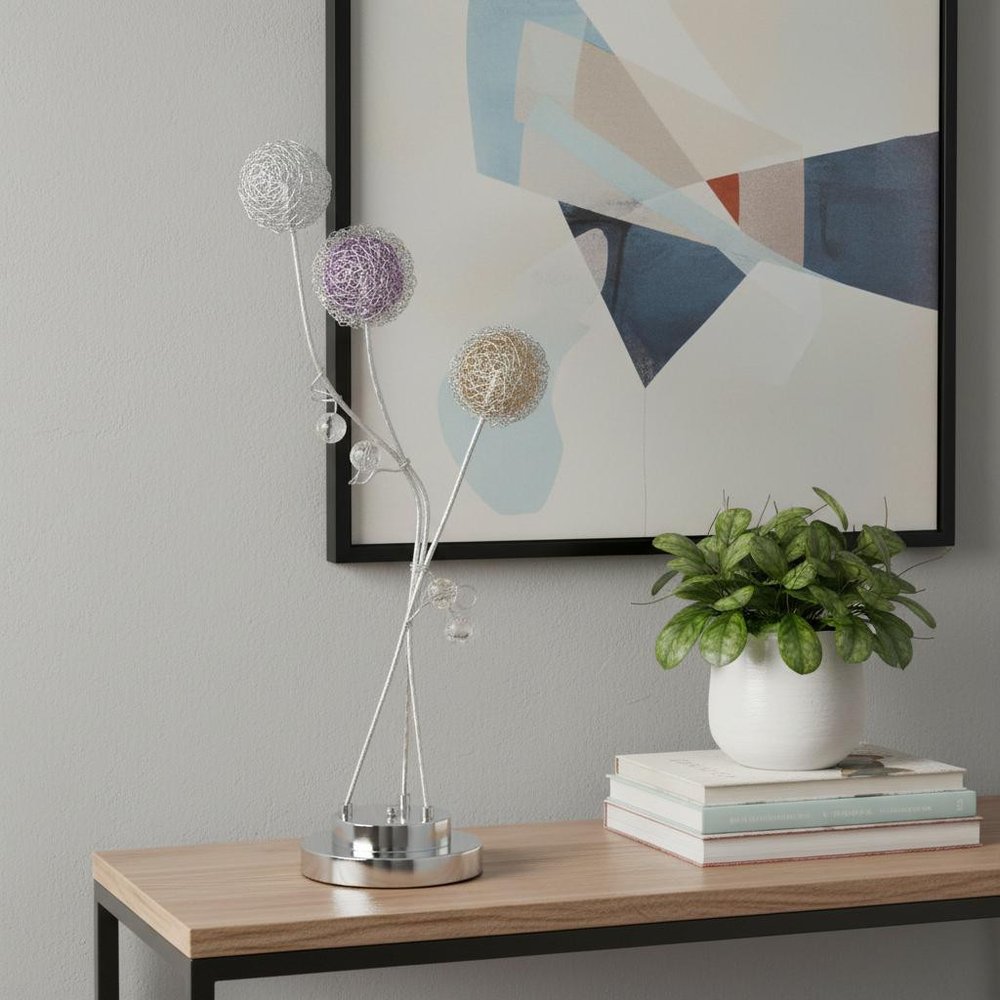 28" Clear Three Light Bedside Led Table Lamp