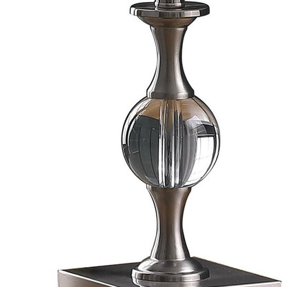 20" Silver Bedside Table Lamp With White Drum Shade