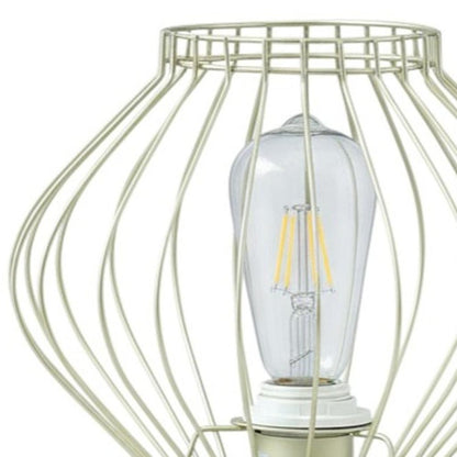 10" Gold Bedside Table Lamp With Gold Cage Shade