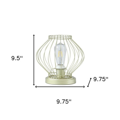 10" Gold Bedside Table Lamp With Gold Cage Shade