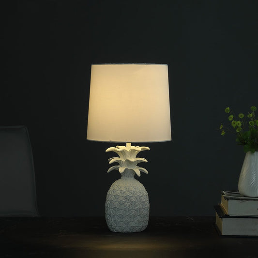 17" White Pineapple Table Lamp With Empire Shade