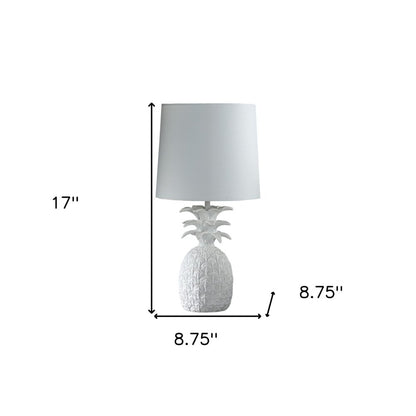 17" White Pineapple Table Lamp With Empire Shade