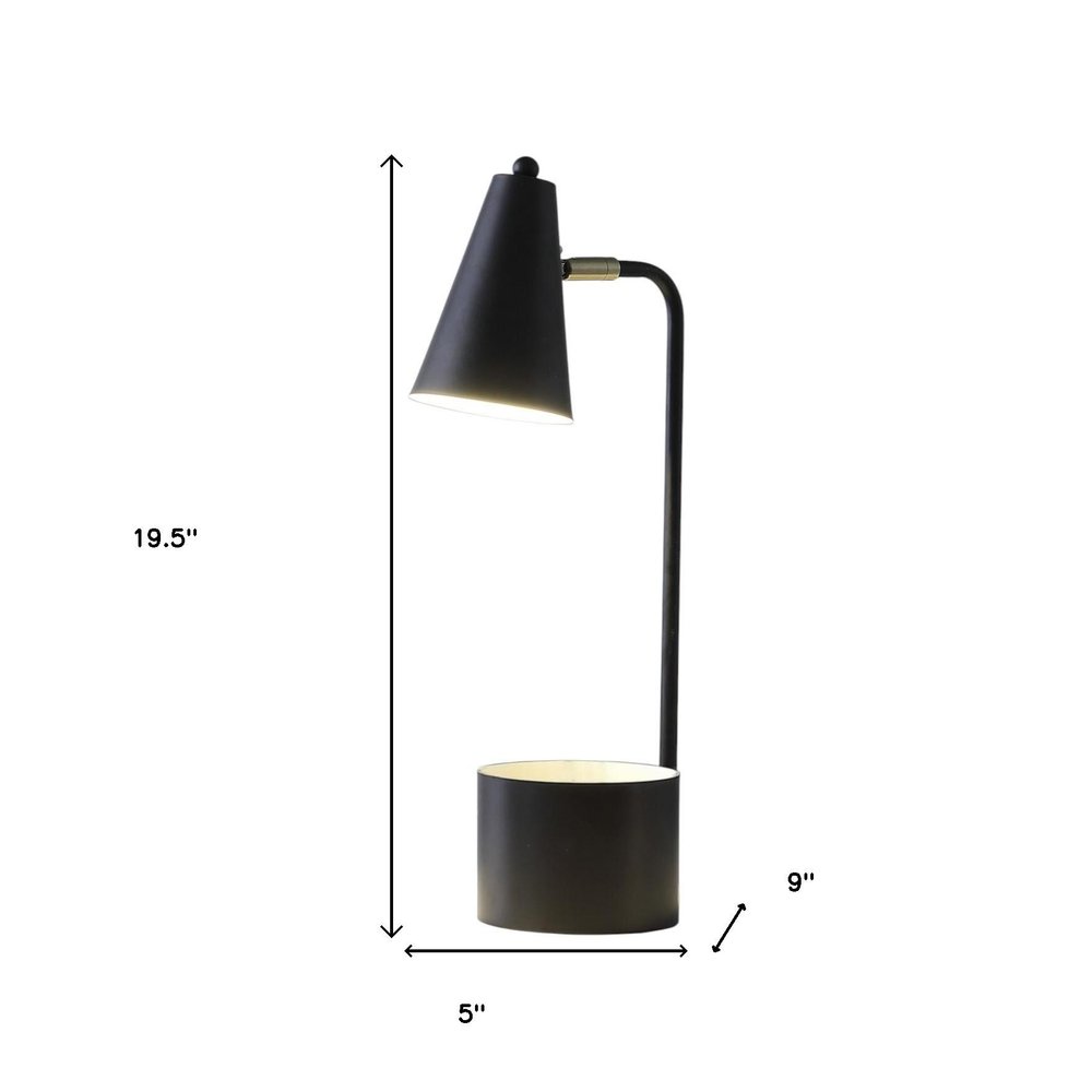 20" Black Desk Table Lamp With Black Cone Shade
