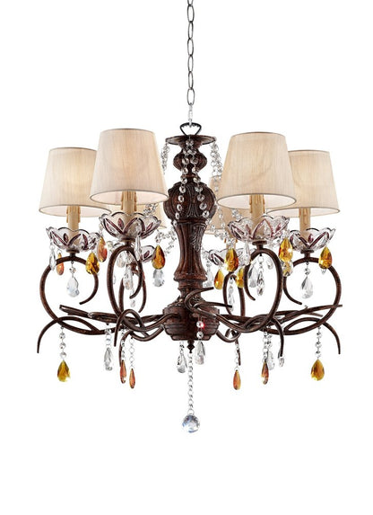 Burnished Bronze Hanging Ceiling Lamp with Clear and Amber Crystals