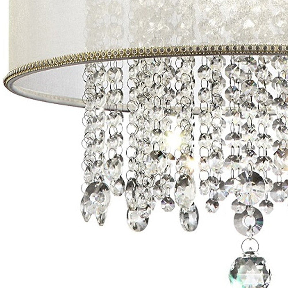 Primo Gold Finish Ceiling Lamp with Crystal Accents and White Shade