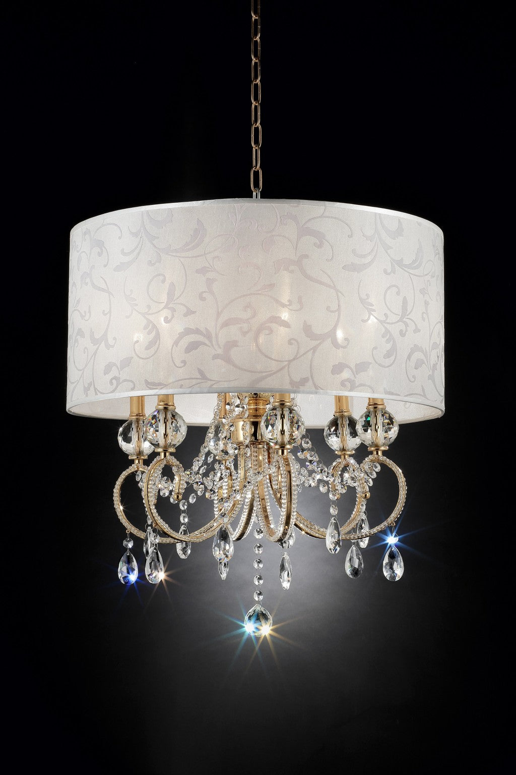 Stunning Brass Gold Finish Ceiling Lamp with Crystal Accents