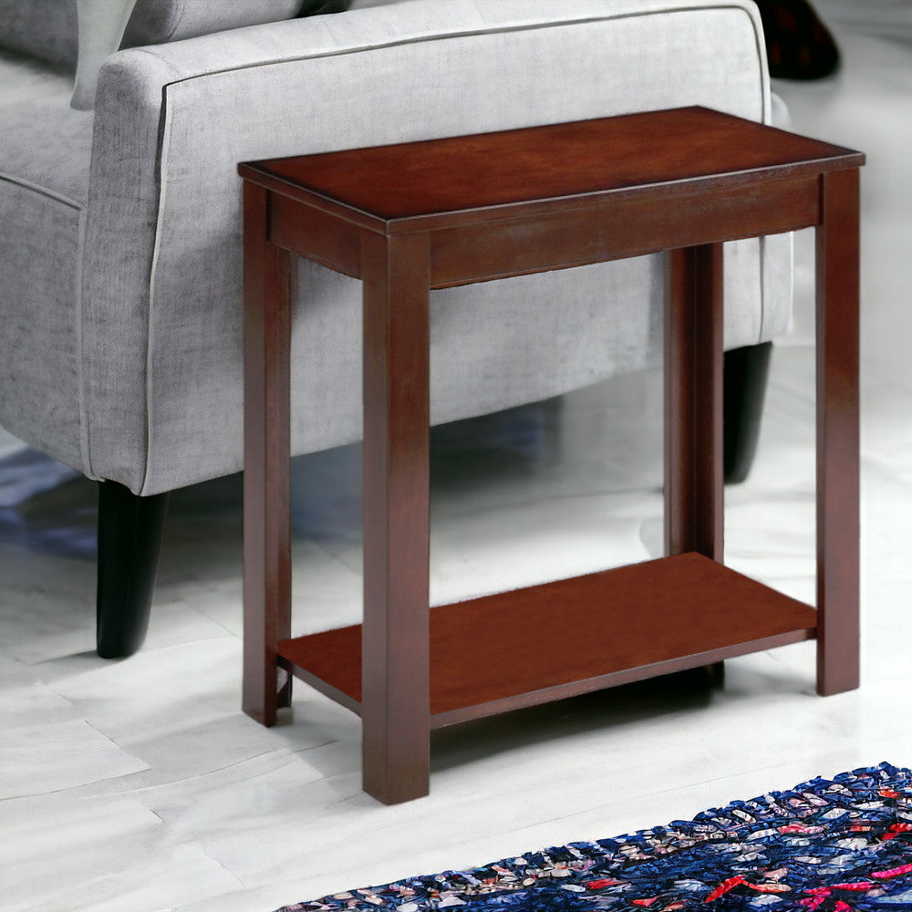 24" Brown End Table With Shelf