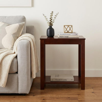 24" Brown End Table With Shelf
