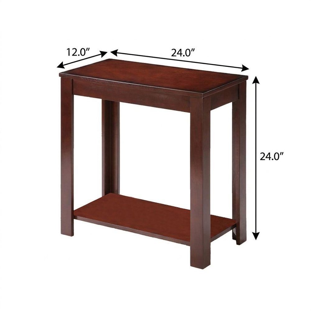 24" Brown End Table With Shelf