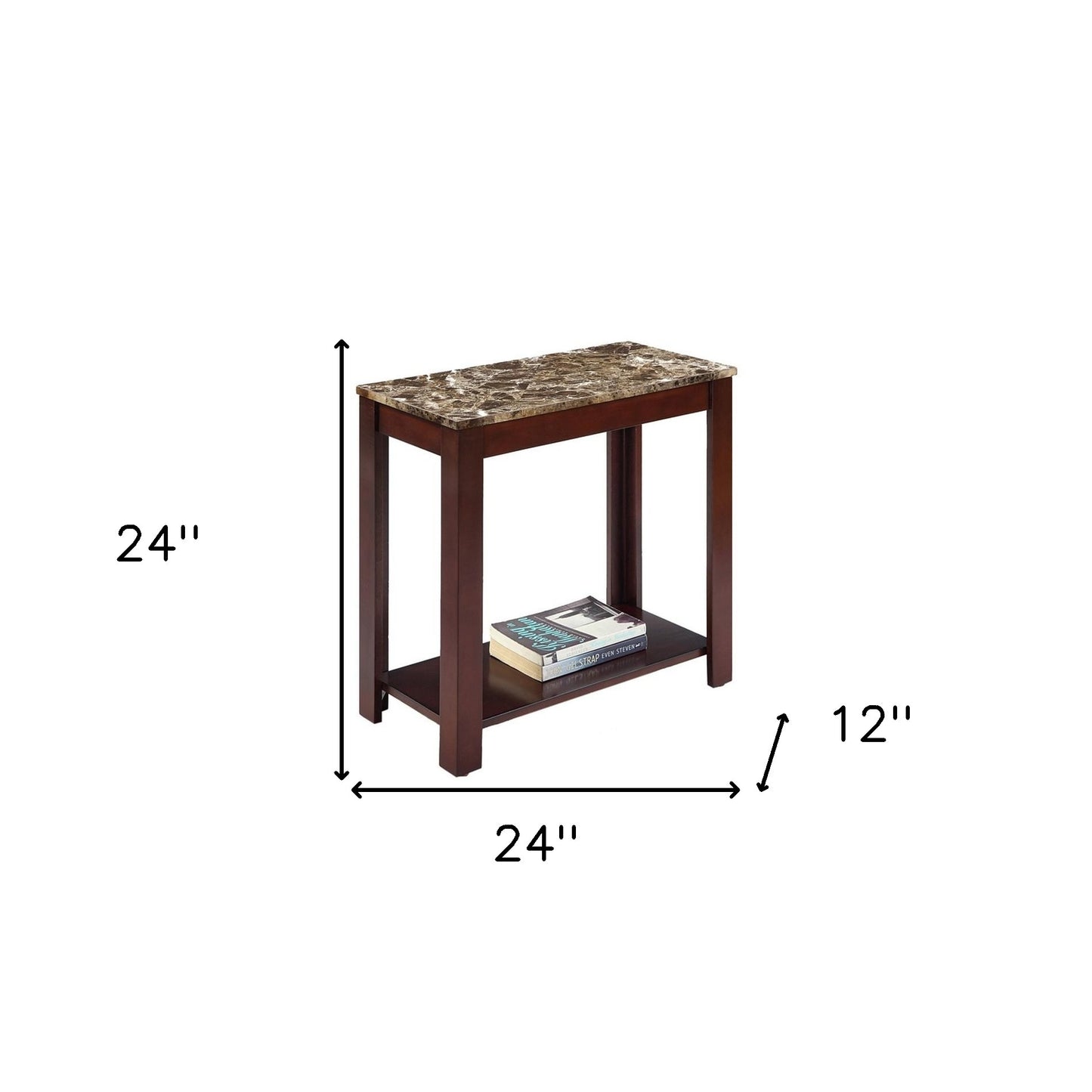 24" Brown End Table With Shelf