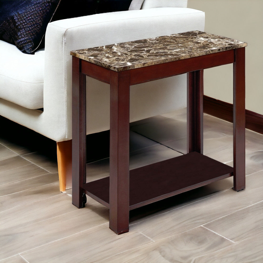 24" Brown End Table With Shelf