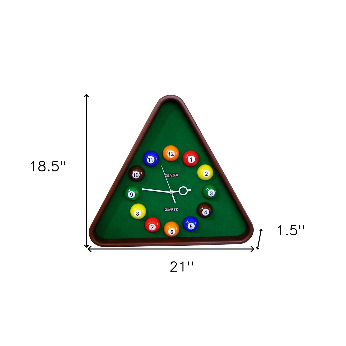 21" Triangle Green Resin Analog Billiards Wall Clock