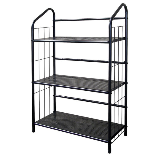 37" Black Metal Three Tier Bookcase
