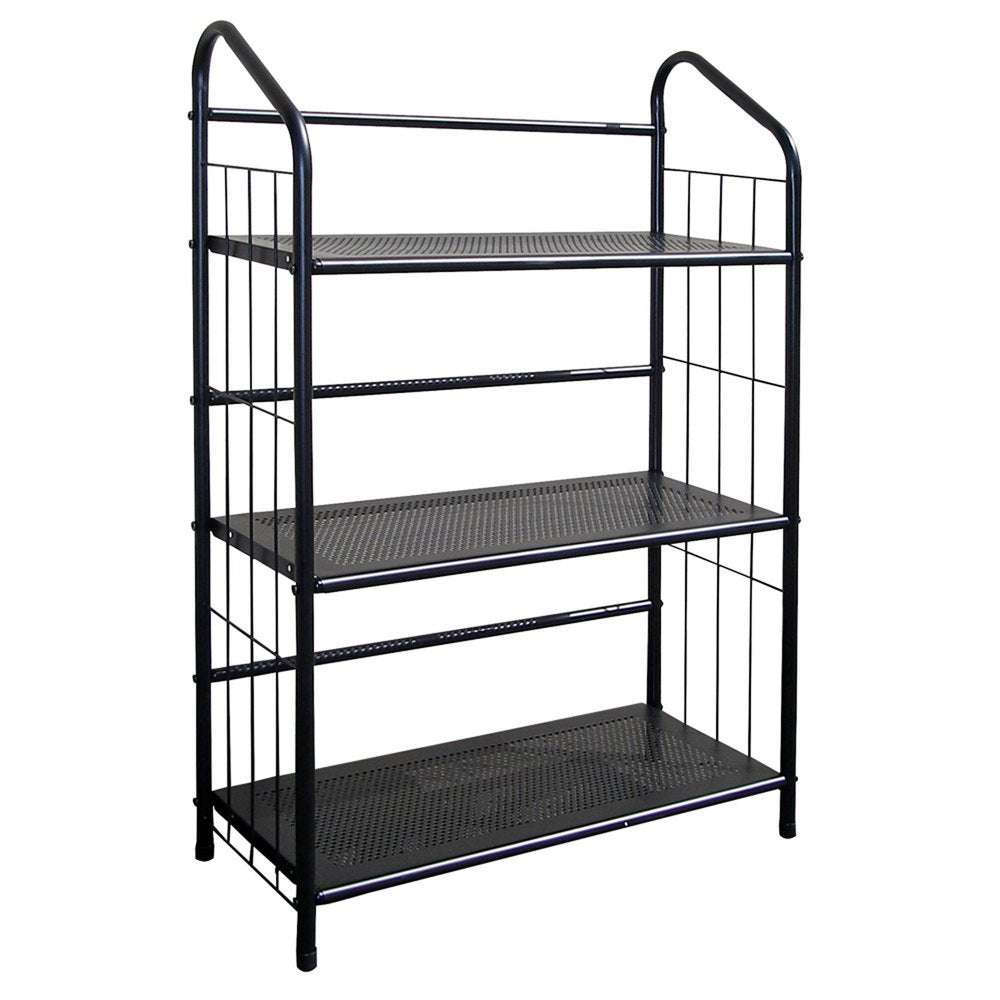 37" Black Metal Three Tier Bookcase
