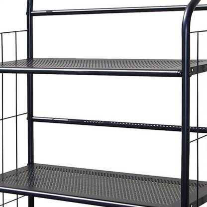 37" Black Metal Three Tier Bookcase