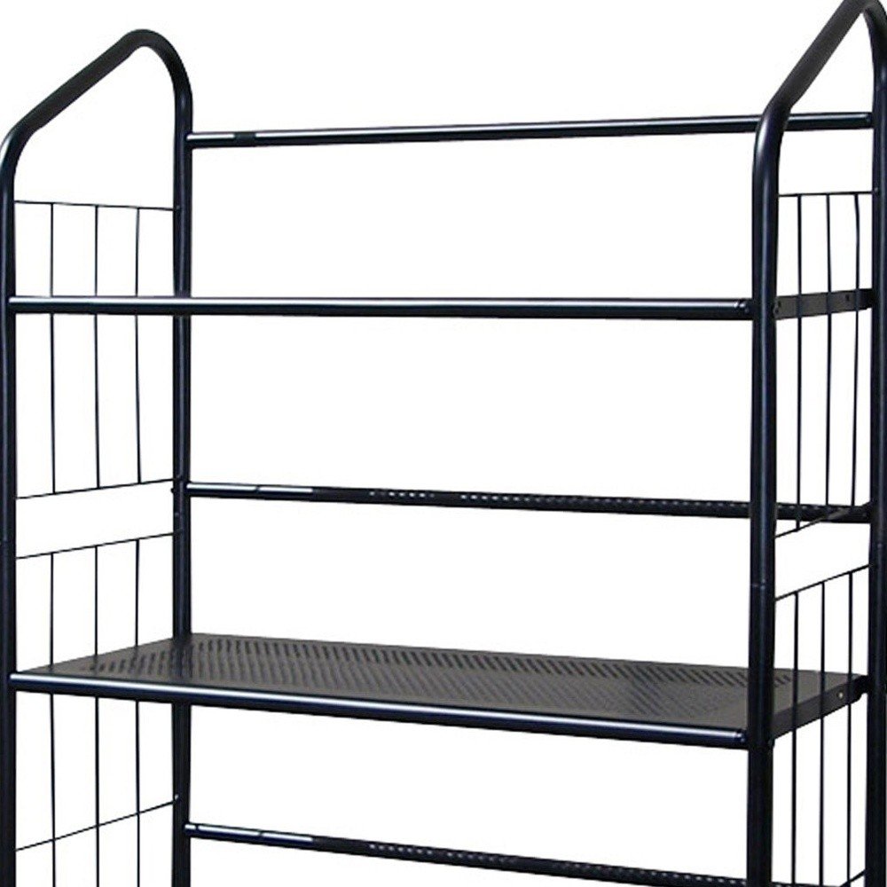 49" Black Metal Four Tier Bookcase