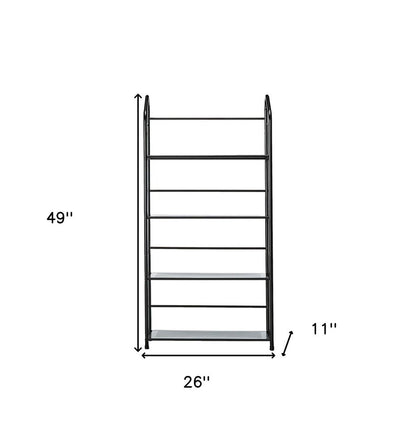 49" Black Metal Four Tier Bookcase