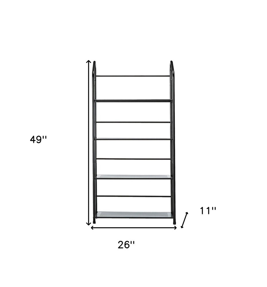 49" Black Metal Four Tier Bookcase